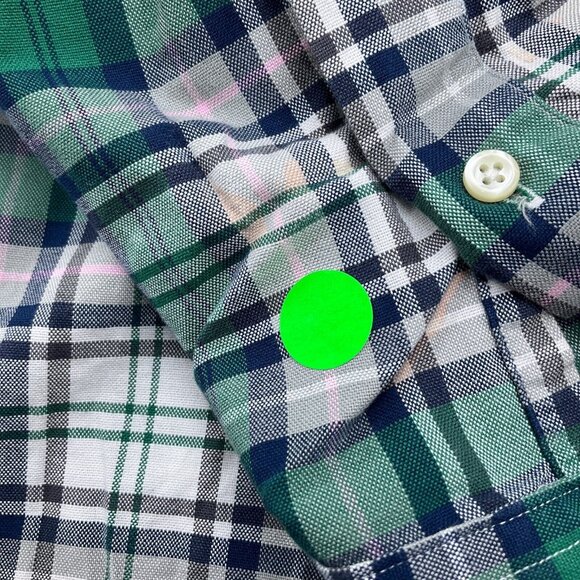 Ralph Lauren Shirt Men Large Green Pink Plaid Classic Fit OCBD Classic Preppy - Picture 4 of 12